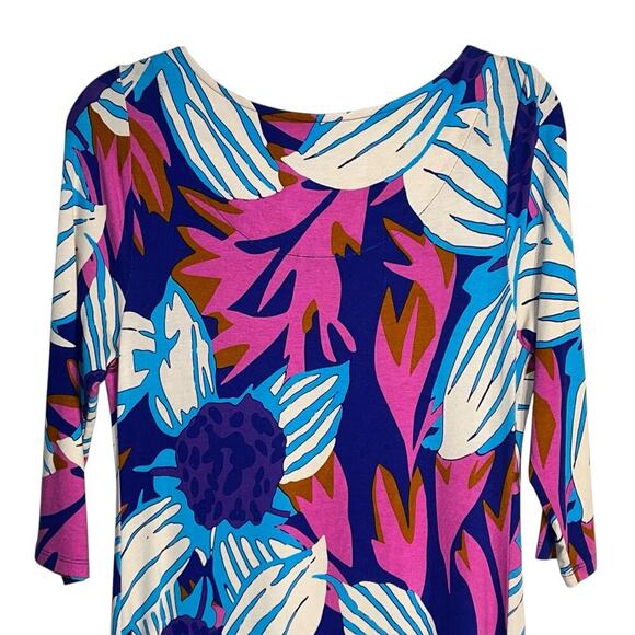 Soft Surroundings Floral Maxi Dress Petite Small Blue Pink Tropical Print - Picture 5 of 10